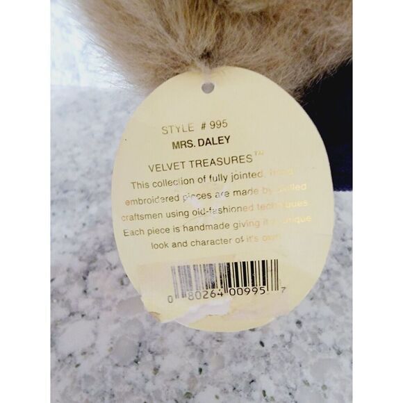 Jerry Elsner Velvet Treasures Mrs. Daley Stuffed Bear Vintage‎ Has Tag Has Spot. - Picture 11 of 13